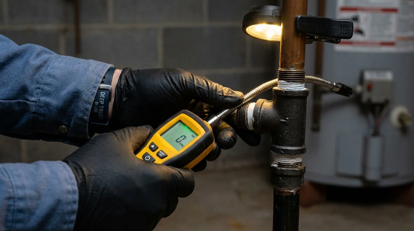 Gas leak detection with electronic sniffer by Johns Plumbing LLC in Lakeside